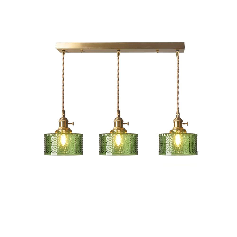 Retro Korte Cilinder Golvend Glazen Hanglamp