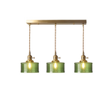 Retro Korte Cilinder Golvend Glazen Hanglamp