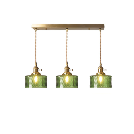 Retro Korte Cilinder Golvend Glazen Hanglamp