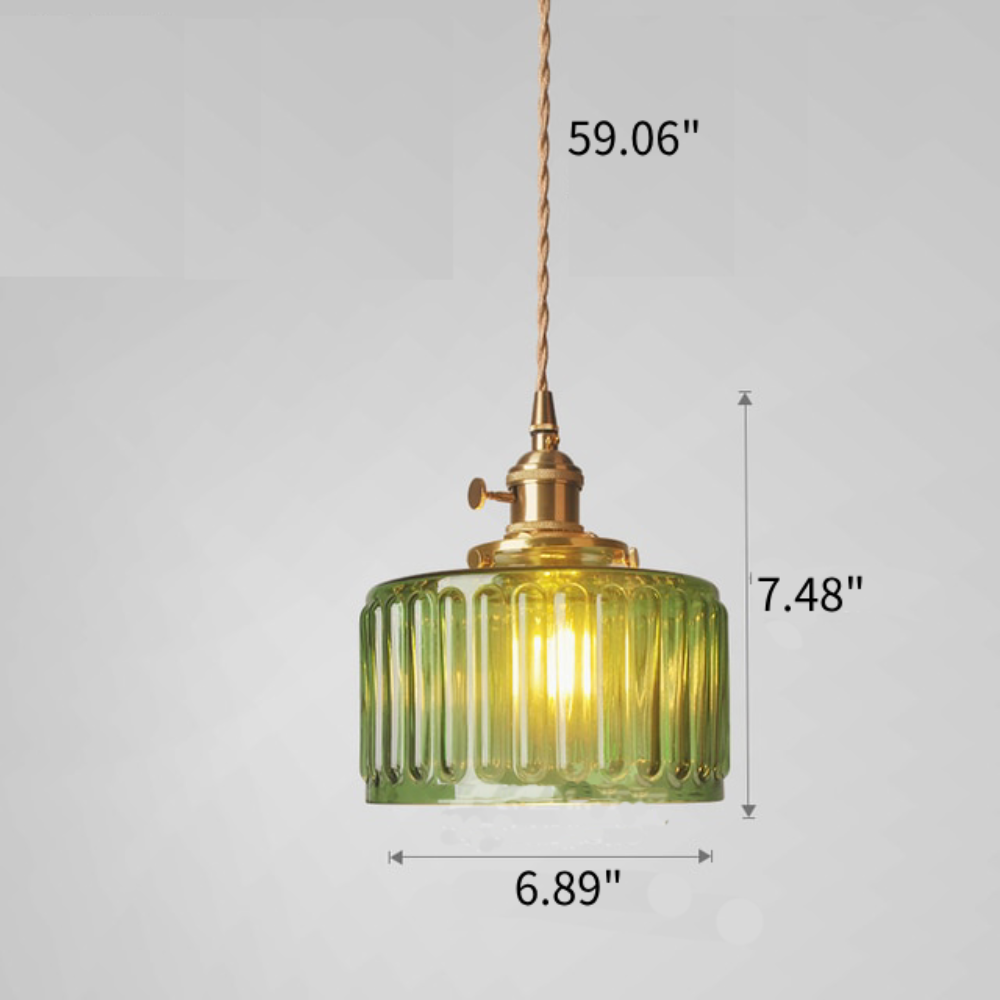 Retro Korte Cilinder Golvend Glazen Hanglamp