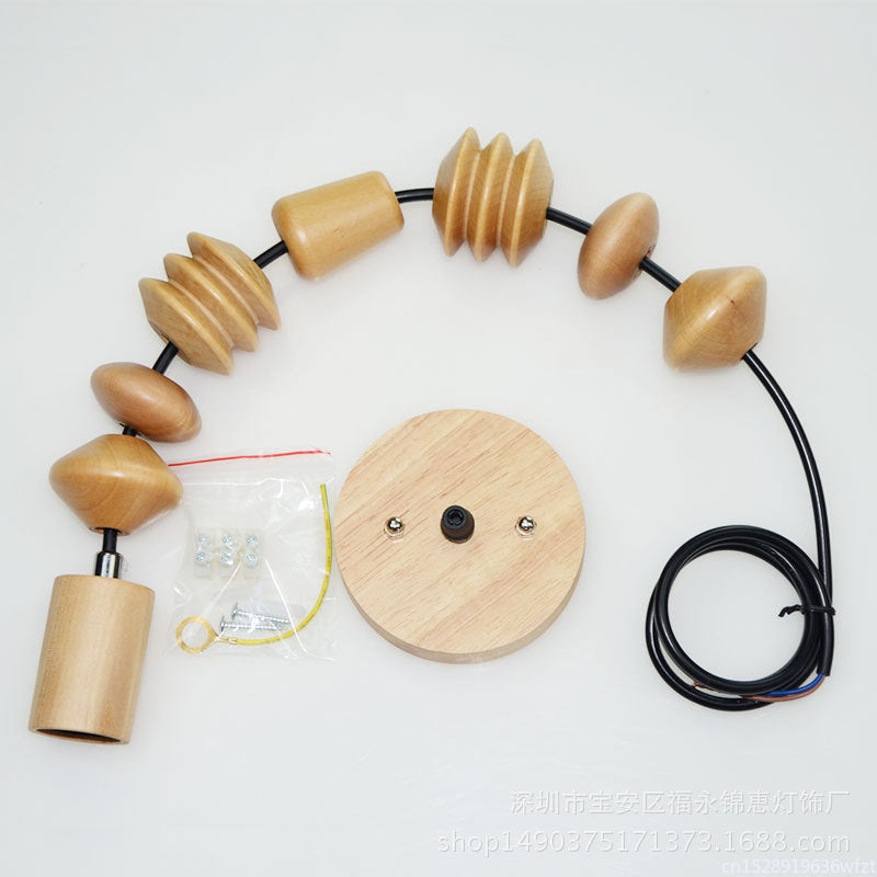 Retro Houten Geometrische Kralen Slinger Verlichting Hanglamp