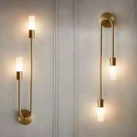 Moderne LED Wandlamp Goud – Slanke 2-Lichts Stick Wandlamp voor Woonkamer en Slaapkamer