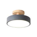 Scandinavische LED Plafondlamp met Hout | Moderne Trommelvorm voor Gangen en Entrees | Energiezuinige Verlichting
