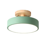 Scandinavische LED Plafondlamp met Hout | Moderne Trommelvorm voor Gangen en Entrees | Energiezuinige Verlichting