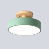 Scandinavische LED Plafondlamp met Hout | Moderne Trommelvorm voor Gangen en Entrees | Energiezuinige Verlichting