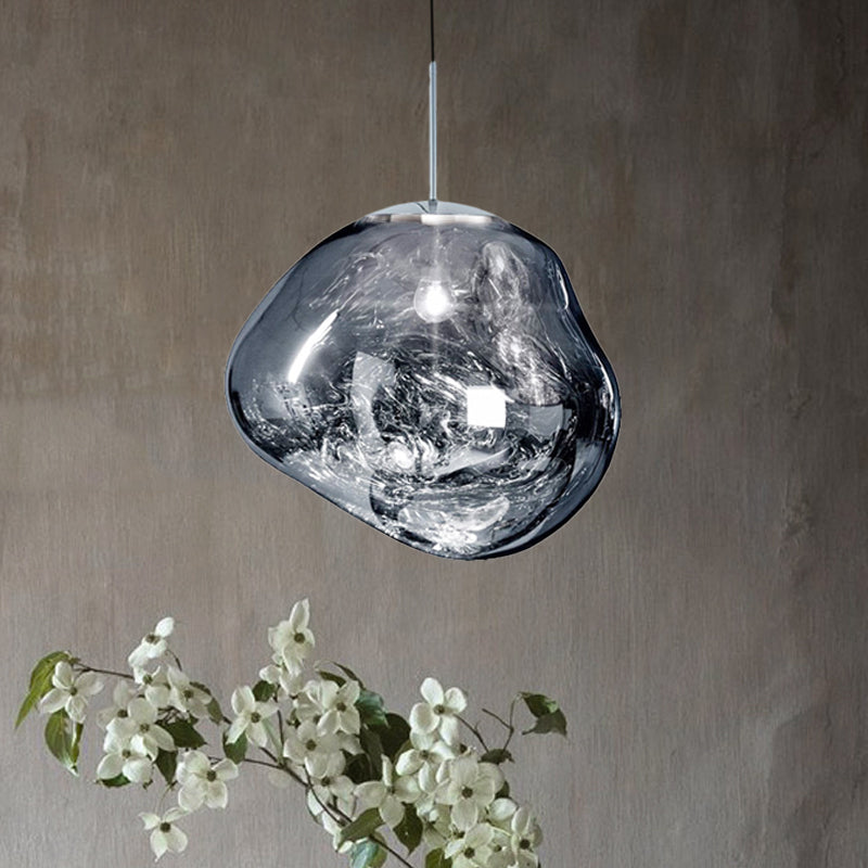 Moderne Hanglamp Zilver/Rood Glas | Stijlvolle Eetkamer Plafondlamp met 1 Licht