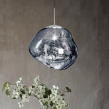 Moderne Hanglamp Zilver/Rood Glas | Stijlvolle Eetkamer Plafondlamp met 1 Licht