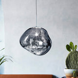 Moderne Hanglamp Zilver/Rood Glas | Stijlvolle Eetkamer Plafondlamp met 1 Licht