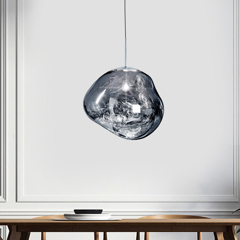 Moderne Hanglamp Zilver/Rood Glas | Stijlvolle Eetkamer Plafondlamp met 1 Licht