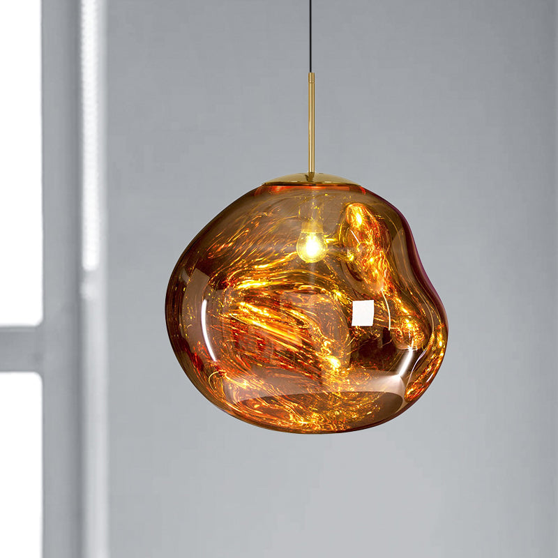Moderne Hanglamp Zilver/Rood Glas | Stijlvolle Eetkamer Plafondlamp met 1 Licht