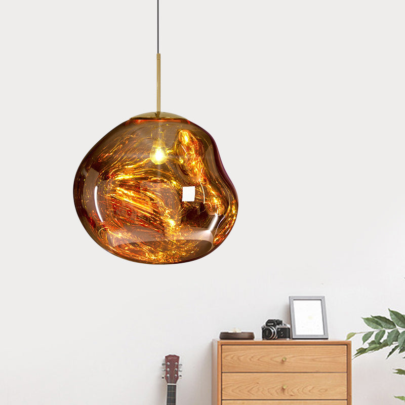 Moderne Hanglamp Zilver/Rood Glas | Stijlvolle Eetkamer Plafondlamp met 1 Licht