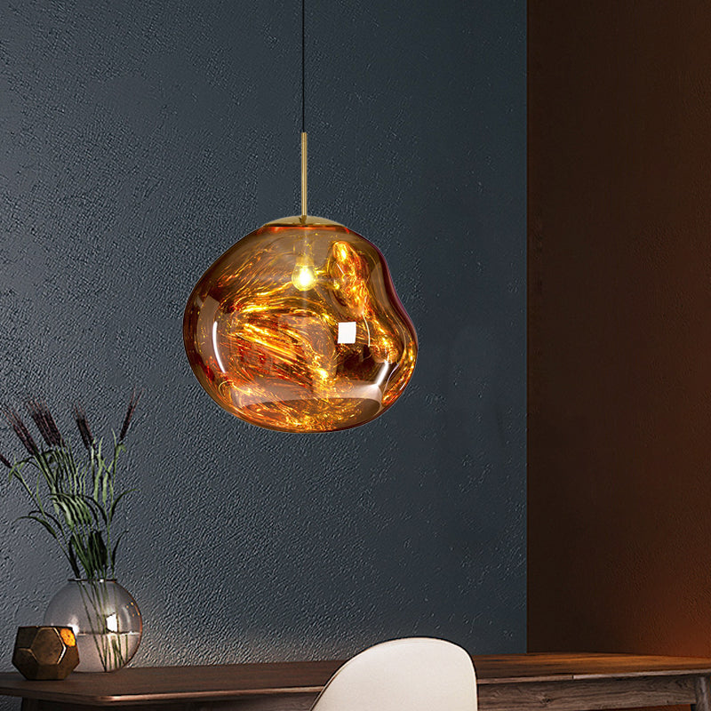 Moderne Hanglamp Zilver/Rood Glas | Stijlvolle Eetkamer Plafondlamp met 1 Licht