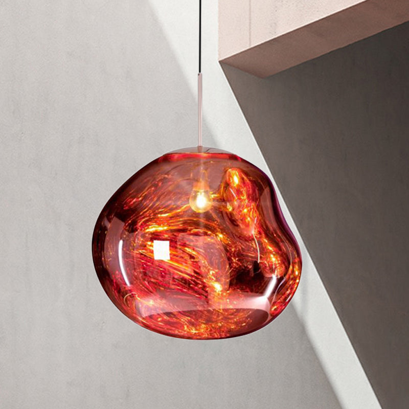 Moderne Hanglamp Zilver/Rood Glas | Stijlvolle Eetkamer Plafondlamp met 1 Licht