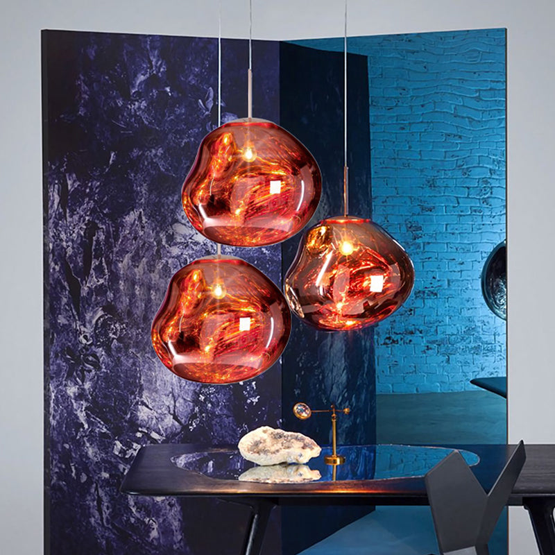 Moderne Hanglamp Zilver/Rood Glas | Stijlvolle Eetkamer Plafondlamp met 1 Licht