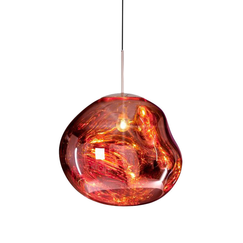 Moderne Hanglamp Zilver/Rood Glas | Stijlvolle Eetkamer Plafondlamp met 1 Licht