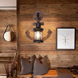 Vintage Anker LED Wandlamp - Industrieel Metaal & Hout voor Eetkamer/Woonkamer