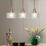 Retro Korte Cilinder Golvend Glazen Hanglamp
