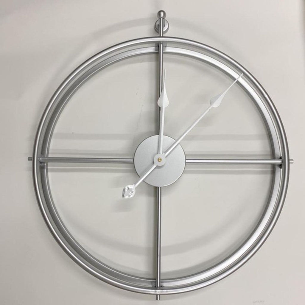 Nordische Minimalistische Wandklok - 55 cm Groot, Modern Design in Zwart, Goud en Zilver