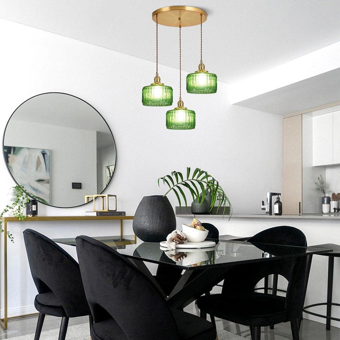 Retro Korte Cilinder Golvend Glazen Hanglamp