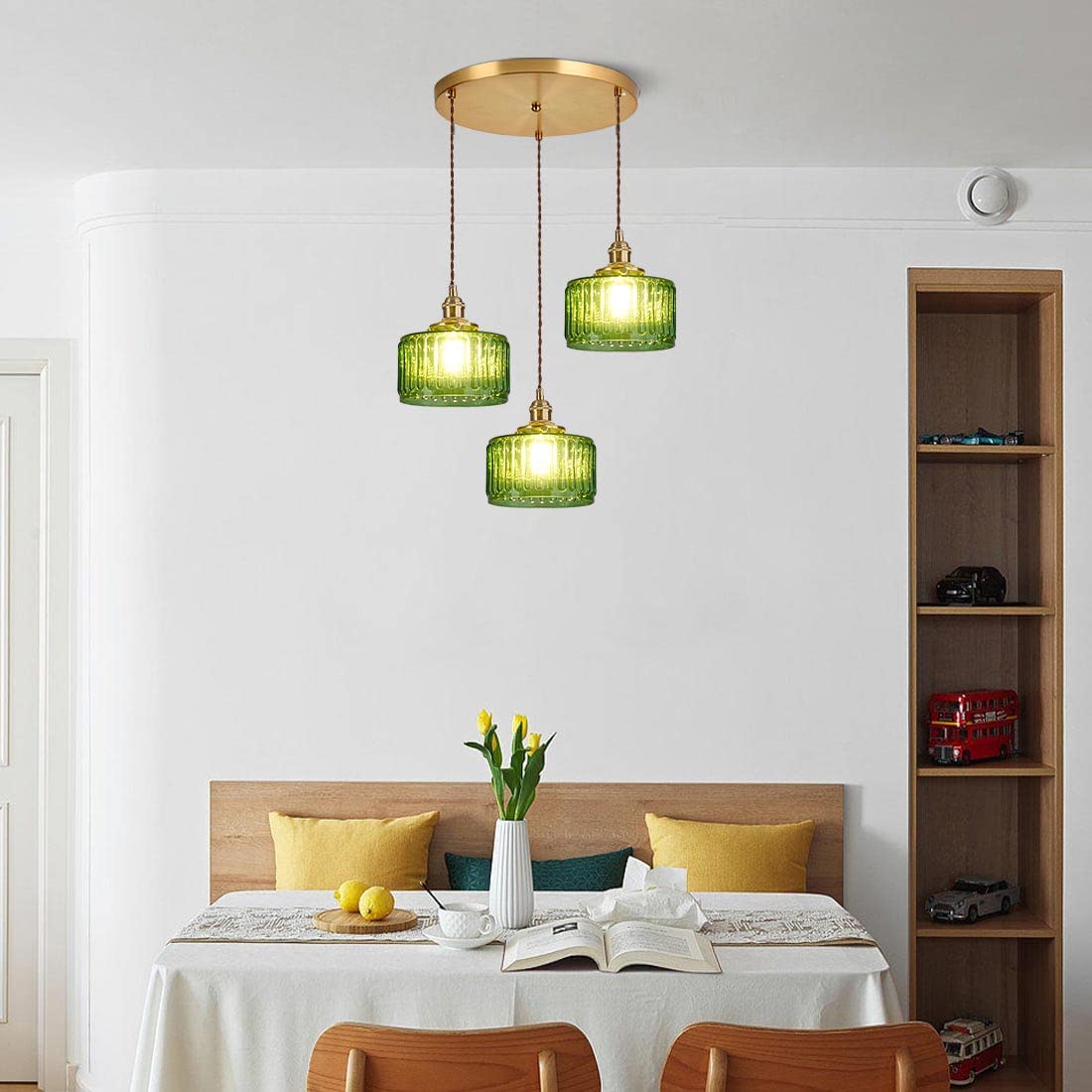 Retro Korte Cilinder Golvend Glazen Hanglamp