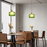 Retro Korte Cilinder Golvend Glazen Hanglamp