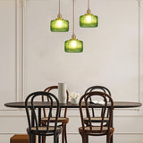 Retro Korte Cilinder Golvend Glazen Hanglamp