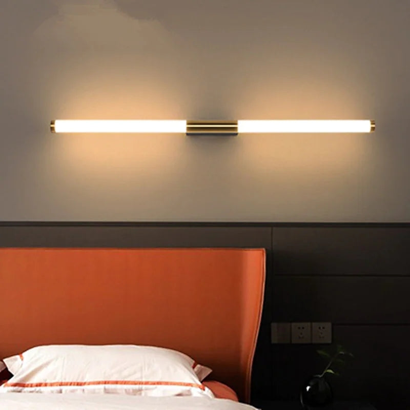 Leigh Lineaire LED Wandlamp – Moderne Verlichting voor Slaapkamer & Badkamer | Wit-Goud, Eenvoudige Installatie