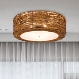 Moderne Handgeweven Plafondlamp Rotan 3-Lichten voor Slaapkamer