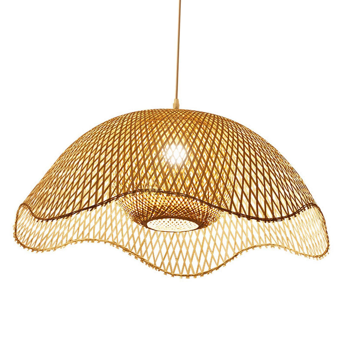 Duurzame Handgemaakte Bamboe Hanglamp - Natuurlijke Verlichting voor Woonkamer & Eetkamer