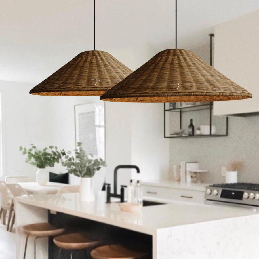 Geweven Rotan Hanglamp Wicker Kegel Lampenkap
