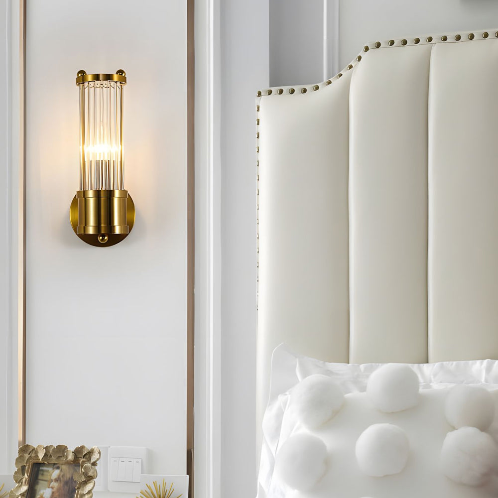 Moderne Wandlamp Cilindrisch Glas 1/2-Lichts Goud/Chroom - LED Sfeerverlichting voor Woonkamer & Slaapkamer