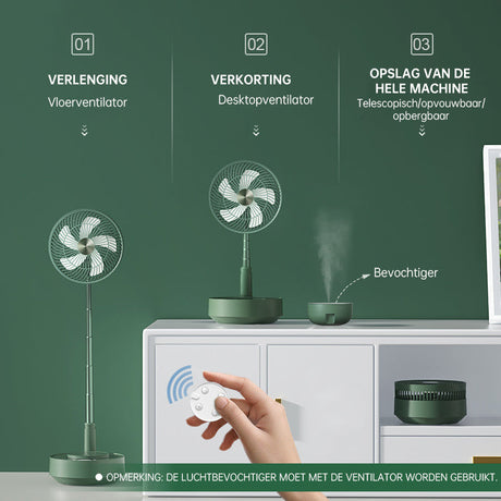 Draagbare Oplaadbare Telescopische Tafelventilator met Stil Ontwerp en Verstelbare Hoogte