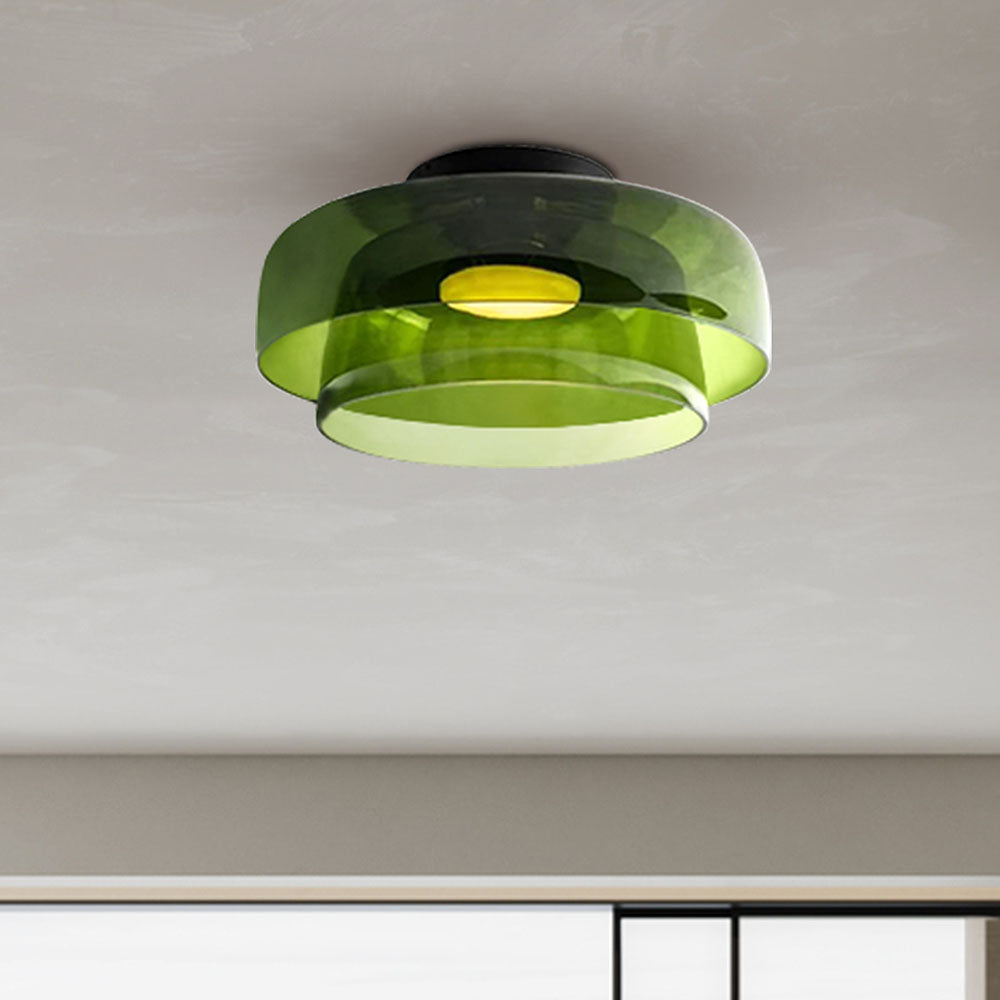 Middeleeuwse Flush Mount Glazen Plafondlamp