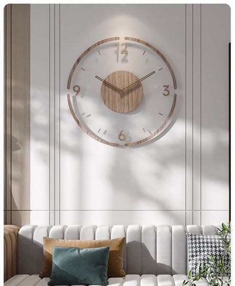 Nordic Stille Wanddecoratieklok van Echt Hout, 35 cm | Geruisloos en Stijlvol