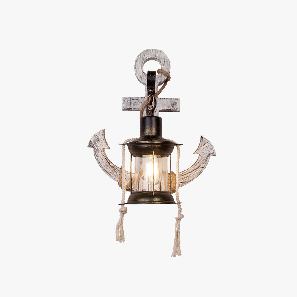 Vintage Anker LED Wandlamp - Industrieel Metaal & Hout voor Eetkamer/Woonkamer