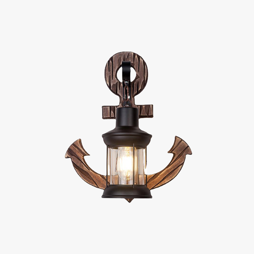 Vintage Anker LED Wandlamp - Industrieel Metaal & Hout voor Eetkamer/Woonkamer