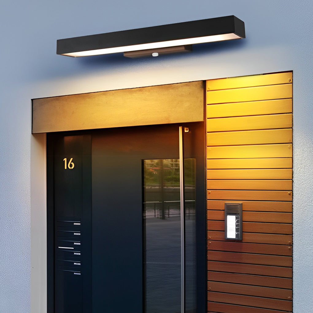Rechthoekige Minimalistische Waterdichte Bewegingssensor Zwarte Moderne Wandlamp