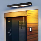 Rechthoekige Minimalistische Waterdichte Bewegingssensor Zwarte Moderne Wandlamp