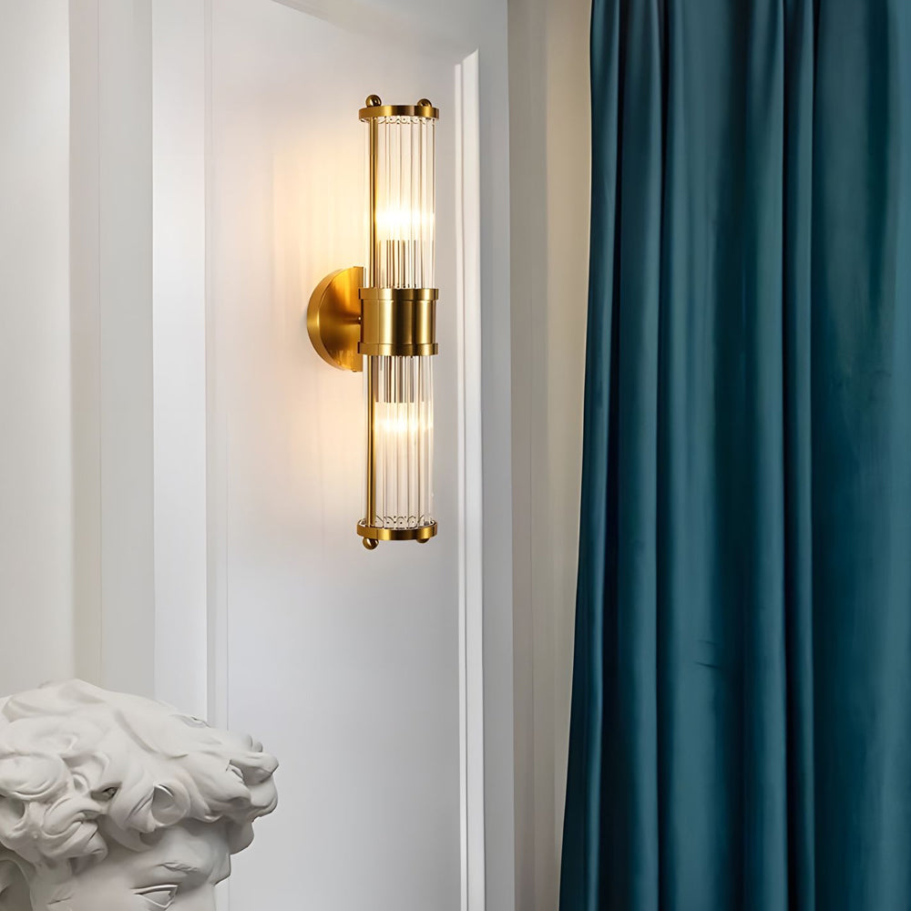 Moderne Wandlamp Cilindrisch Glas 1/2-Lichts Goud/Chroom - LED Sfeerverlichting voor Woonkamer & Slaapkamer