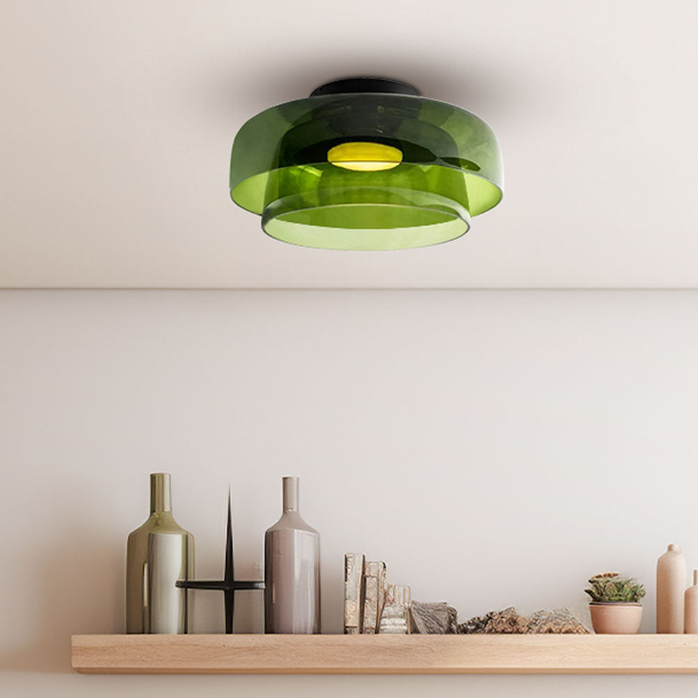 Middeleeuwse Flush Mount Glazen Plafondlamp