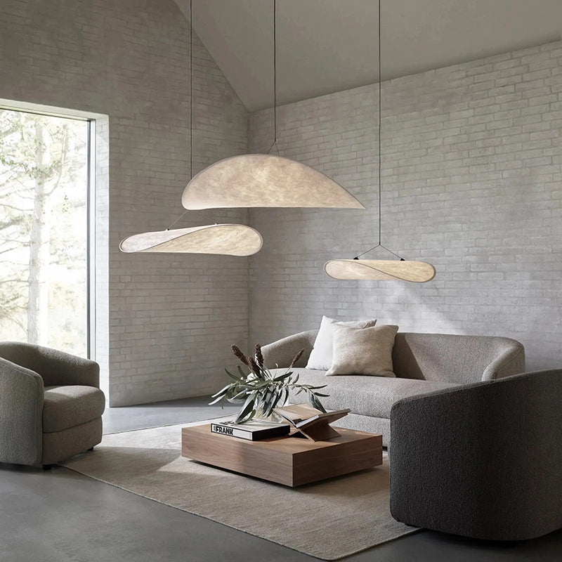 LunaLux - Moderne LED Hanglamp in Wit Metaal en Kunstzijde voor Slaapkamer en Woonkamer