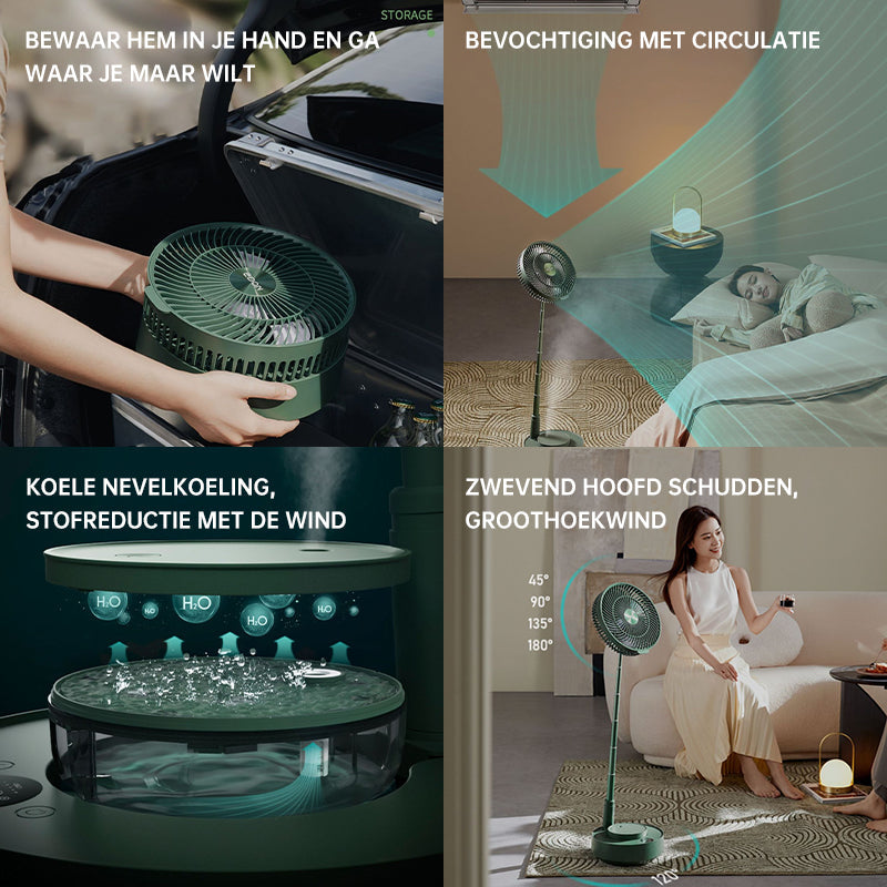 Draagbare Oplaadbare Telescopische Tafelventilator met Stil Ontwerp en Verstelbare Hoogte