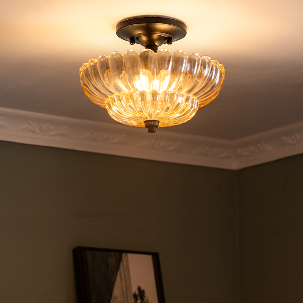 Semi Flush Mount Plafondlampen Parapluevormige Glazen Lamp