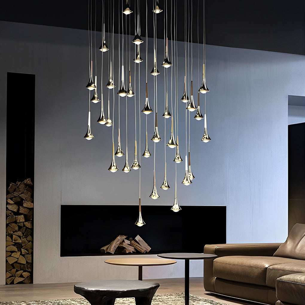Moderne LED Hanglamp in Waterdruppelvorm – Verstelbare Metalen Kroonluchter voor Woonkamer, Slaapkamer, en Eetkamer