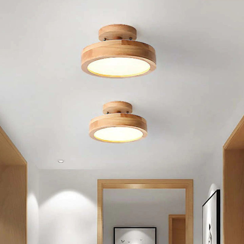 Stijlvolle LED Plafondlamp van Hout en Acryl voor Slaapkamer, Eetkamer en Woonkamer