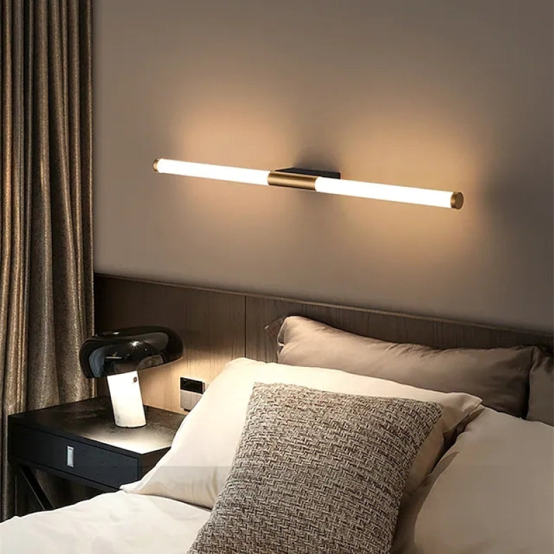 Leigh Lineaire LED Wandlamp – Moderne Verlichting voor Slaapkamer & Badkamer | Wit-Goud, Eenvoudige Installatie