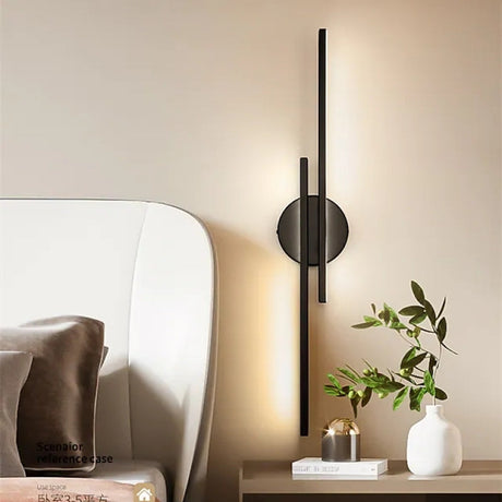 Moderne LED Wandlamp – Slank Dubbel Lijn Design voor Slaapkamer en Woonkamer | Zwart/Wit, Metalen Behuizing