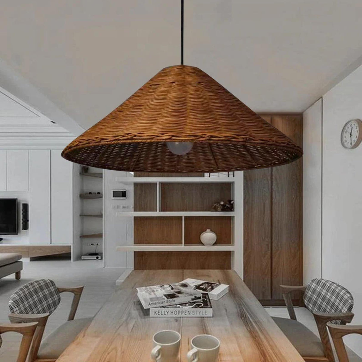 Geweven Rotan Hanglamp Wicker Kegel Lampenkap