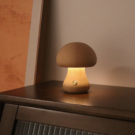 LumoNight - Houten Paddenstoel LED Nachtlampje | Kindvriendelijk | Sfeervolle Verlichting