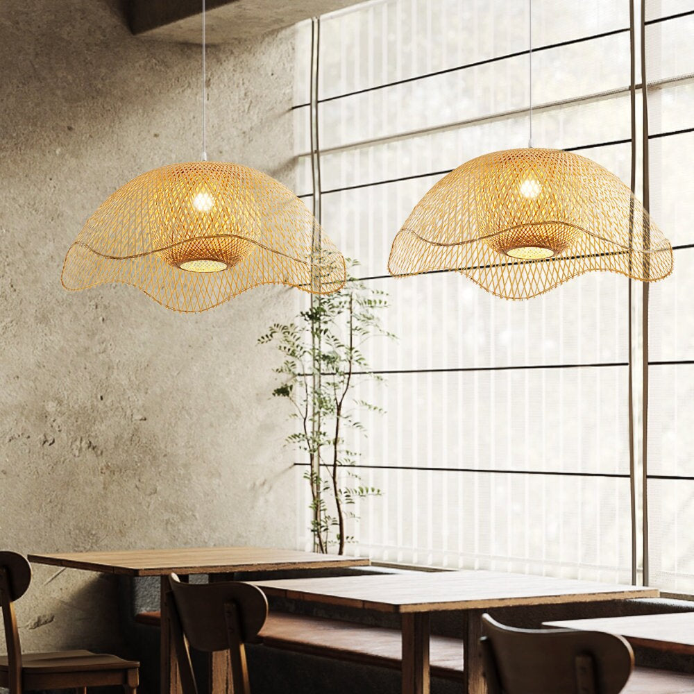 Duurzame Handgemaakte Bamboe Hanglamp - Natuurlijke Verlichting voor Woonkamer & Eetkamer